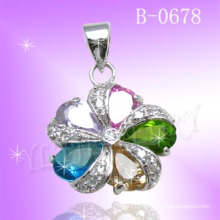 Flower Shape Colorful Stone 925 Silver Jewelry Pendant